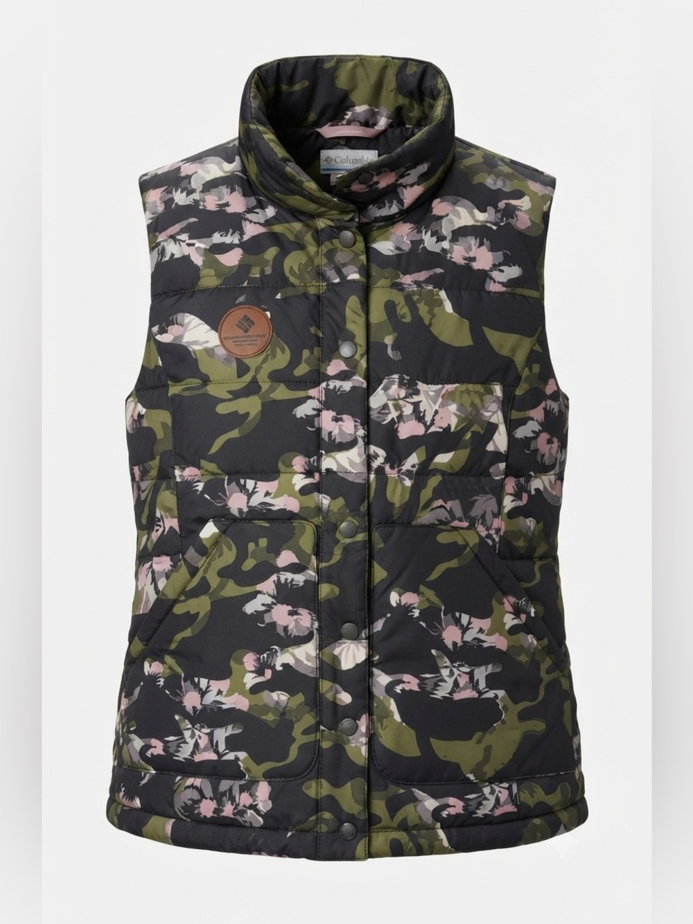 Obermeyer Mila Down Vest Camo Floral Ski Puffer Jacket Winter Outerwear Large